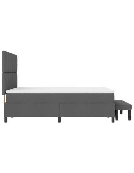 Letto a Box Spring  con Materasso e Panchina Grigio Scuro 160x200 cm Tessuto