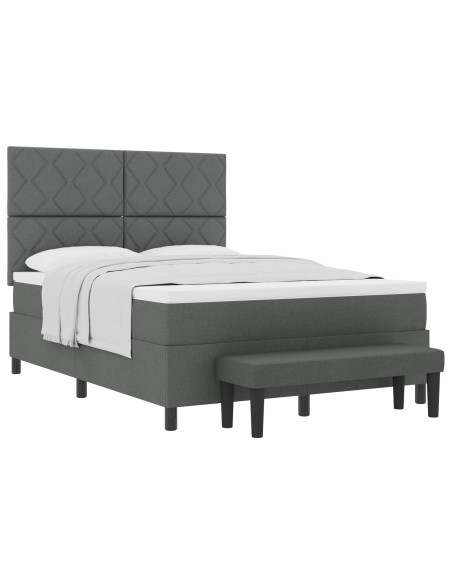 Letto a Box Spring  con Materasso e Panchina Grigio Scuro 160x200 cm Tessuto