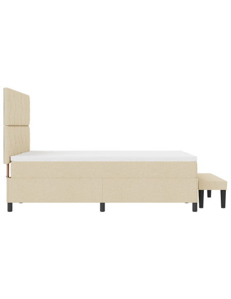 Letto a molle con materasso Crema 160 x 200 cm Tessuto