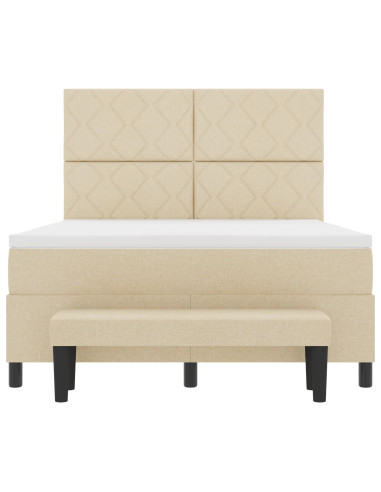 Letto a molle con materasso Crema 160 x 200 cm Tessuto