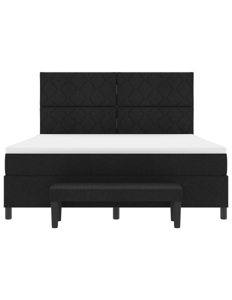 Letto Box Spring con Materasso e Panca Nero 180x200 cm Tessuto