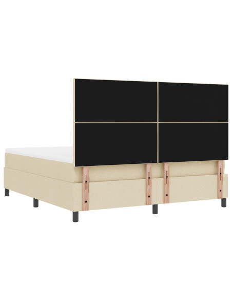 Letto con Box Spring, Materasso e Panchina Crema 180x200 cm Tessuto