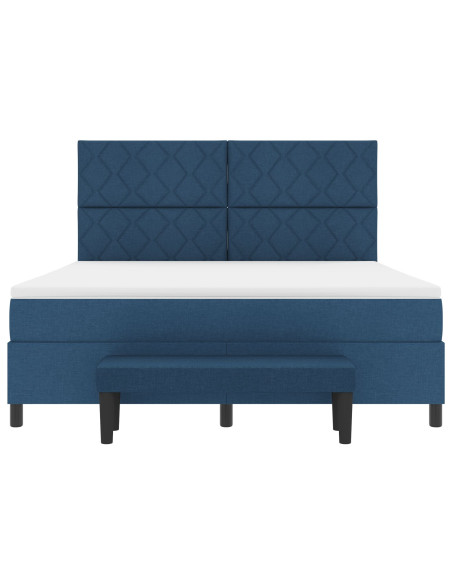 Letto a Box Spring con Materasso e Panca Blu 180x200 cm Tessuto