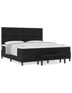 Letto a molle con materasso Nero 200 x 200 cm Tessuto