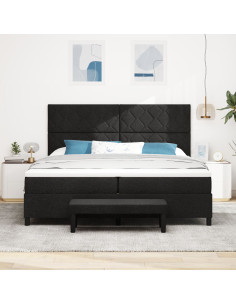 Letto a molle con materasso Nero 200 x 200 cm Tessuto 2