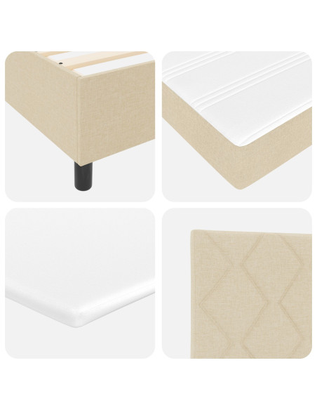Letto con Box Spring con Materasso & Panca Crema 200x200 cm in Tessuto