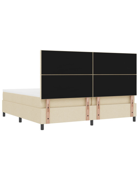 Letto con Box Spring con Materasso & Panca Crema 200x200 cm in Tessuto