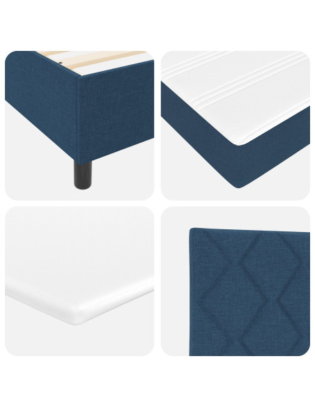 Letto con Box Spring e Materasso & Panchina Blu 200x200 cm Tessuto