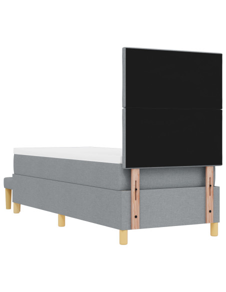Letto Box Spring  con Materasso e Panchina Grigio Chiaro 80x200 cm Tessuto