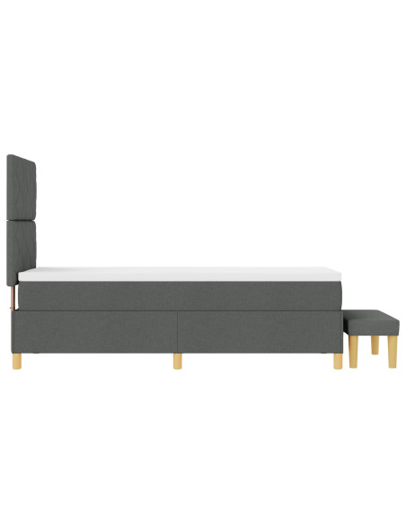 Letto Box Spring con Materasso e Panchina Grigio Scuro 80x200 cm Tessuto