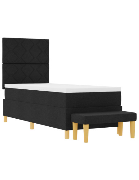 Letto Box Spring con Materasso e Panchina Nero 80x200 cm Tessuto