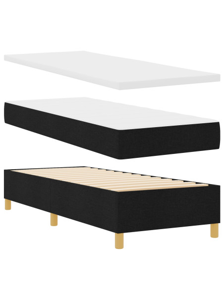 Letto Box Spring con Materasso e Panchina Nero 80x200 cm Tessuto