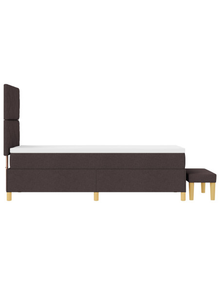 Letto con Box Spring  con Materasso & Panchina Marrone Scuro 80x200 cm Tessuto