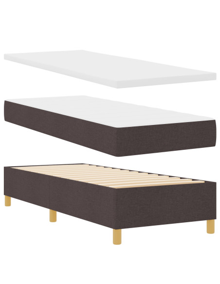 Letto con Box Spring  con Materasso & Panchina Marrone Scuro 80x200 cm Tessuto