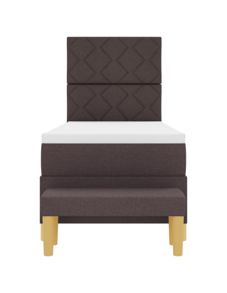 Letto con Box Spring  con Materasso & Panchina Marrone Scuro 80x200 cm Tessuto
