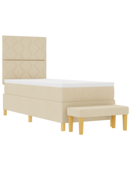 Letto a molle con materasso Crema 80 x 200 cm Tessuto