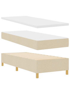 Letto a molle con materasso Crema 80 x 200 cm Tessuto 2