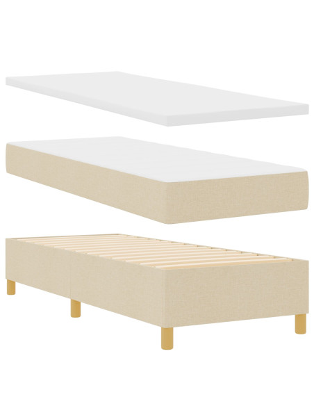 Letto a Molle con Materasso & Panca Crema 80x200 cm Tessuto