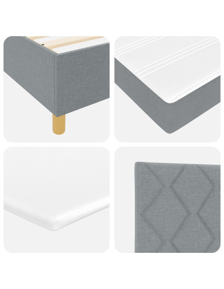 Letto con Contenitore con Materasso e Panchina Grigio Chiaro 90x190 cm Tessuto