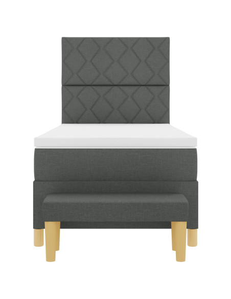 Letto con Box Spring con Materasso e Panchina Grigio Scuro 90x200 cm Tessuto