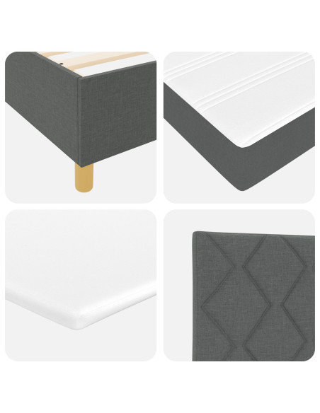 Letto con Box Spring con Materasso e Panchina Grigio Scuro 90x200 cm Tessuto