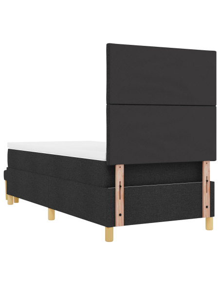 Letto a Molle con Materasso e Panca Nera 90x200 cm Tessuto