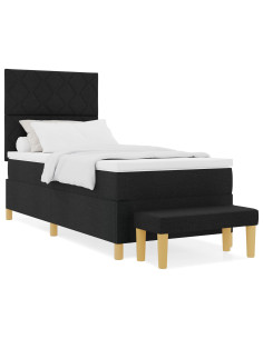 Letto a molle con materasso Nero 100 x 200 cm Tessuto