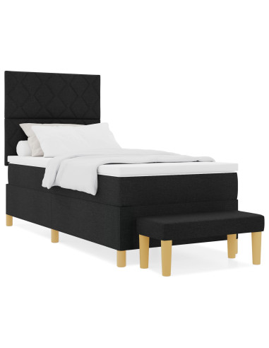 Letto a molle con materasso Nero 100 x 200 cm Tessuto