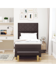 Letto a molle con materasso Marrone scuro 100 x 200 cm Tessuto