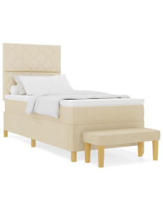 Letto a molle con materasso Crema 100 x 200 cm Tessuto