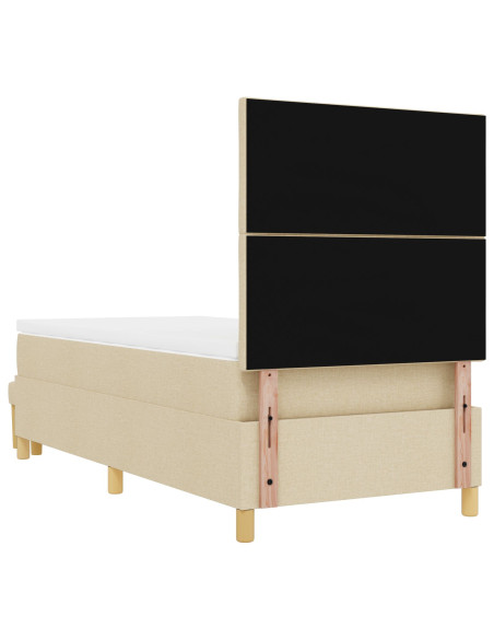 Letto a Box Spring con Materasso & Panchina Crema 100x200 cm Tessuto