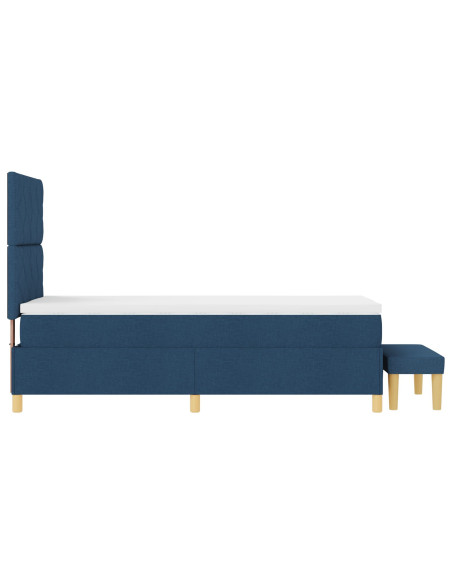 Letto a Molle con Materasso e Panchina Blu 100x200 cm Tessuto