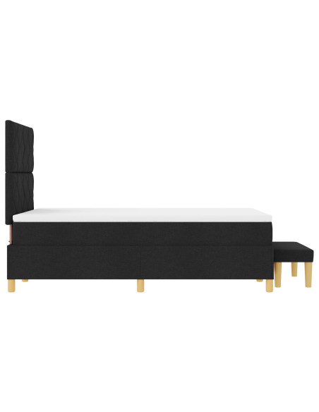 Letto a Molle con Materasso e Panchina Nera 120x200 cm Tessuto
