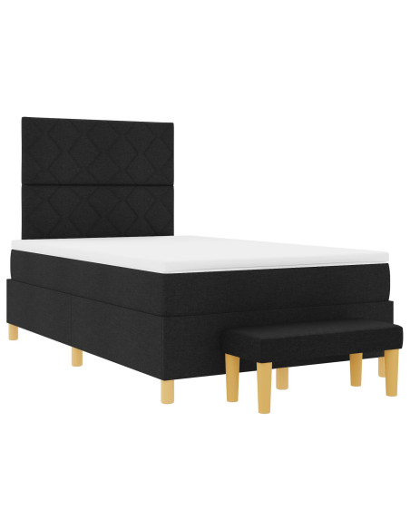 Letto a Molle con Materasso e Panchina Nera 120x200 cm Tessuto
