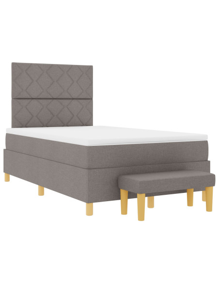 Letto a Molle con Materasso & Panca Tortora 120x200 cm Tessuto