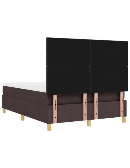 Letto con Rete con Materasso e Panchina Marrone Scuro 140x190 cm Tessuto