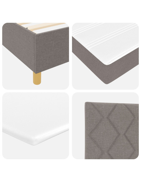 Letto a Box Spring con Materasso & Panchina Taupe 140x190 cm Tessuto