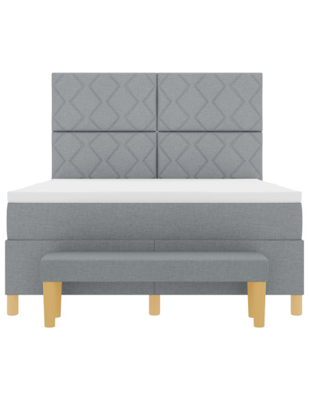 Letto a Box Spring  con Materasso e Panchina Grigio Chiaro 140x200 cm Tessuto