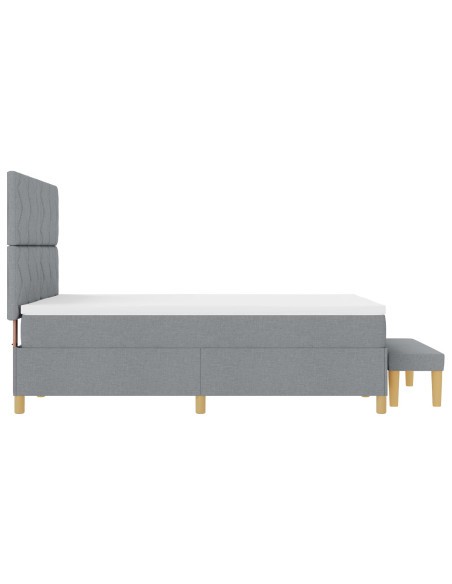 Letto a Box Spring  con Materasso e Panchina Grigio Chiaro 140x200 cm Tessuto