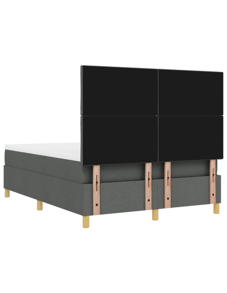Letto a Sommier con Materasso e Panchina Grigio Scuro 140x200 cm Tessuto