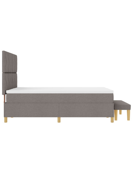 Letto con Box Spring con Materasso e Panca Tortora 160x200 cm Tessuto