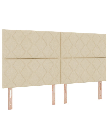 Letto a Molle con Materasso e Panchina Crema 180x200 cm Tessuto