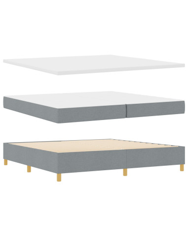 Letto a molle con materasso Grigio chiaro 200 x 200 cm Tessuto