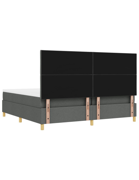 Letto con Box Spring  con Materasso & Panchina Grigio Scuro 200x200 cm Tessuto
