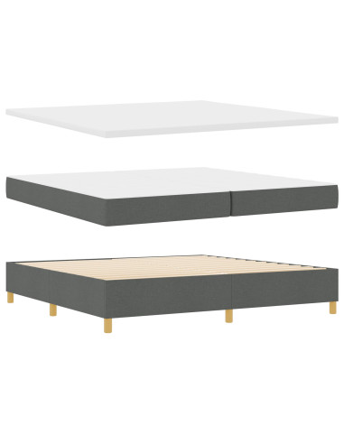 Letto a molle con materasso Grigio scuro 200 x 200 cm Tessuto