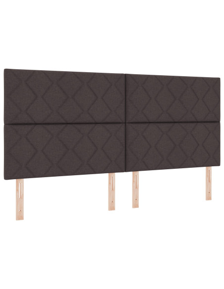 Letto con Box Spring  con Materasso e Panchetta Marrone Scuro 200x200 cm Tessuto
