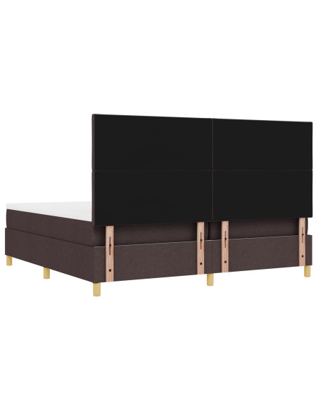 Letto con Box Spring  con Materasso e Panchetta Marrone Scuro 200x200 cm Tessuto