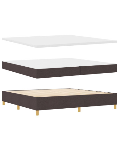 Letto a molle con materasso Marrone Scuro 200 x 200 cm Tessuto