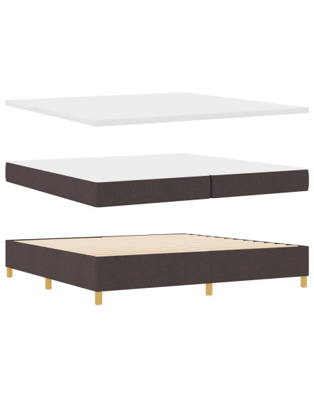 Letto con Box Spring  con Materasso e Panchetta Marrone Scuro 200x200 cm Tessuto