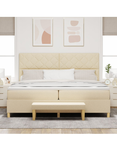 Letto a molle con materasso Crema 200 x 200 cm Tessuto